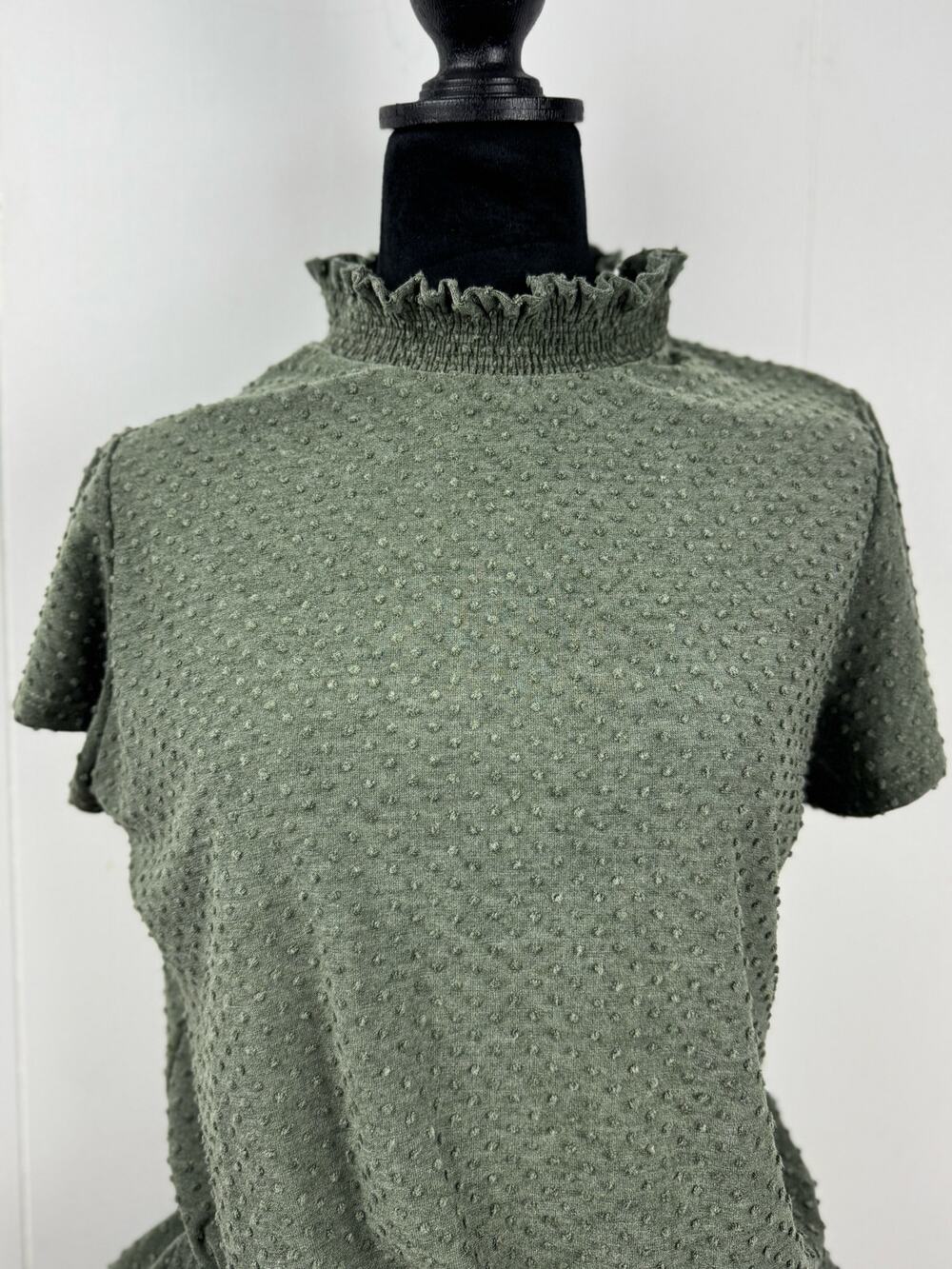 Women's White Birch Green Ruched Shirt, Size XL